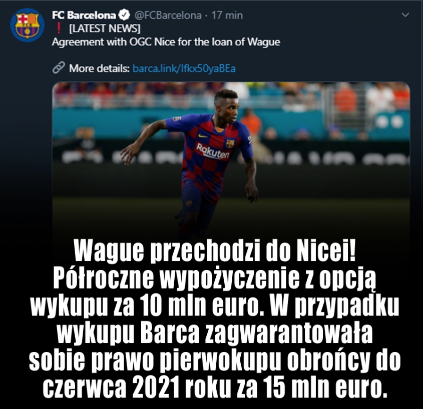 OFICJALNIE! Wague opuszcza FC Barcelonę...